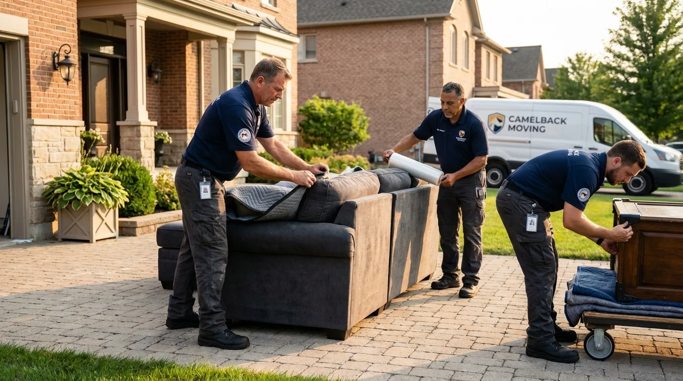Large estate moving crew wrapping furniture in Wellsville, UT